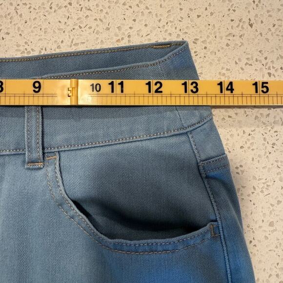 Halara Flex High Waisted Bodycon Denim Casual Midi Skirt Cyan Blue Small Stretch - Picture 11 of 12